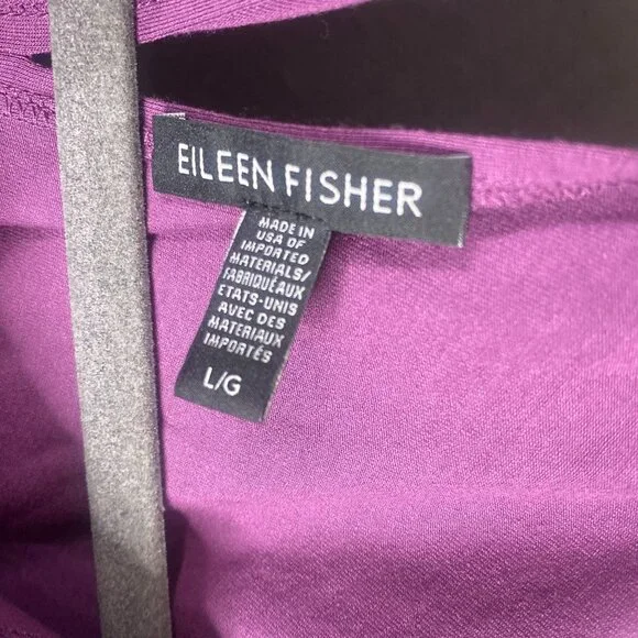 Eileen Fisher Dress Womens Large Purple Curan Bateau Jersey Shift Pockets - Picture 4 of 11